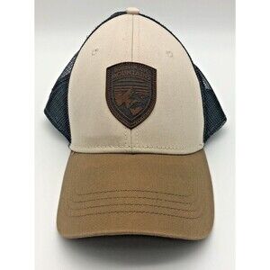Kuhl Trucker Hat Cap Mesh Tan Gray Snapback Born in the Mountains Patch Logo